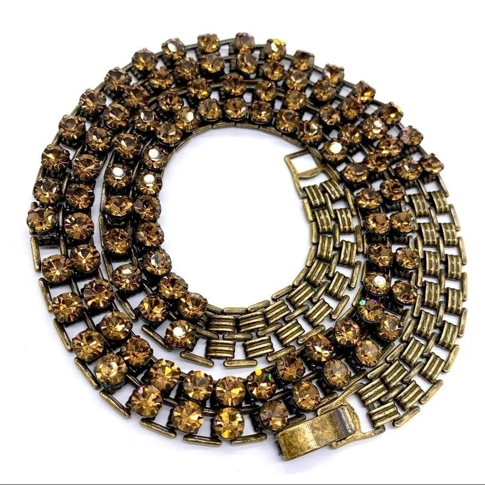 J. Crew Double Row Brown Crystal Necklace